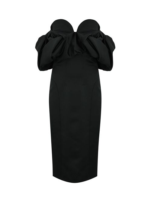 Abito in duchesse con scollo 3D Nero Elisabetta Franchi | AB71456E2110